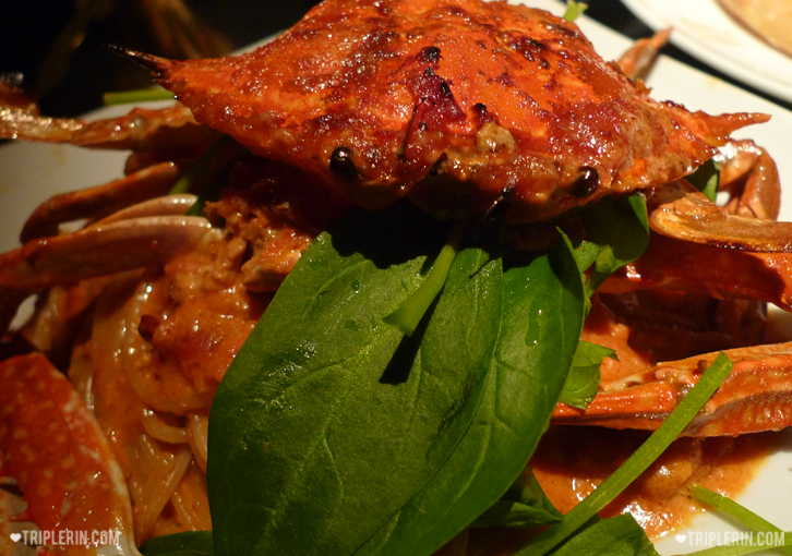 Tomato cream spaghetti with swimming crab. Ugh. Tomato cream pasta. With crab. My FAVORITE TYPE OF PASTA! Delicious!