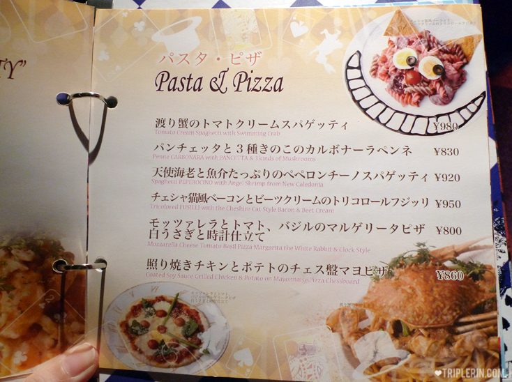 The chesire cat... Teehee. Menu has English (very light pink in the photo) so no need to worry! Anyway, the worst case is just point to photos or other people's plates and order lol.